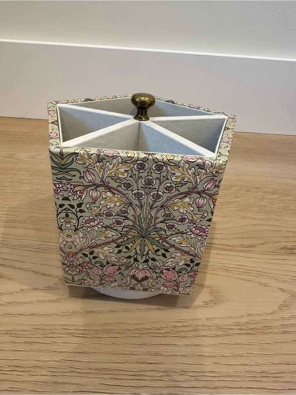 Morris & Co. Floral Pattern Desktop Organiser Set - Pink & Green